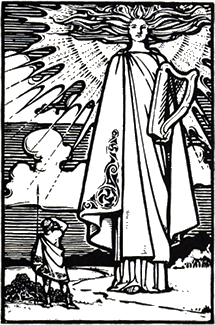 Illustration of Fionn and Cnu Deireoil, the Faery Harper