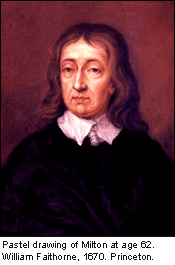 Portrait of Milton in 1670, aged 62. By William Faithorne. Princeton University Library.