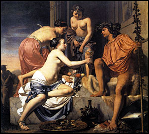 Caesar van Everdingen. Nymphs offering young Bacchus wine, 1670-8.