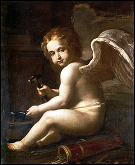 Francesco Giovanni Gessi. Cupid sharpening his arrows. Before 1649.
