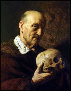 Jan Lievens. Vanitas: Old Man with a Skull, c1640.