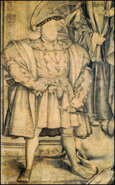 King Henry VIII by Hans Holbein. Cartoon for the Whitehall mural. National Portrait Gallery.