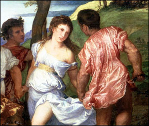 Titian. Bacchanal of the Andrians, detail.